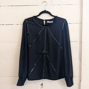 Sheer Sleeve Bouse with Sequin Accents